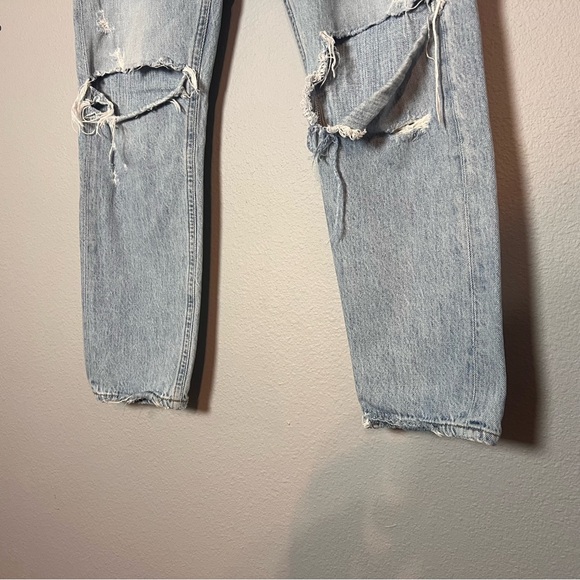 Agolde Jamie High Rise Classic Jeans Ankle Crop Size 27 Light Wash Distressed - Picture 3 of 13